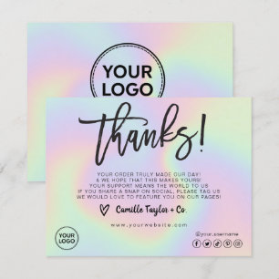 Tarjeta De Agradecimiento Paquete de logotipo de Personalizado holográfico I