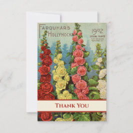 Tarjeta De Agradecimiento Paquete de semillas Hollyhocks Red Peach Yellow Cr