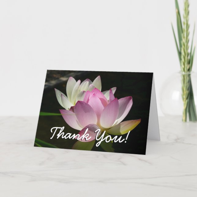 Tarjeta De Agradecimiento Par de flores de loto II (Anverso)