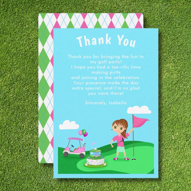 Tarjeta De Agradecimiento Par-Tee Chibi Chica Cumpleaños Golf (Subido por el creador)