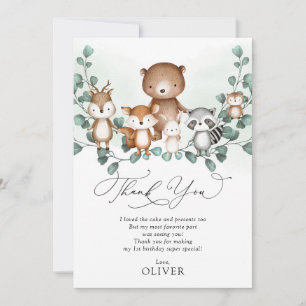 Tarjeta de agradecimiento para animales de bosque
