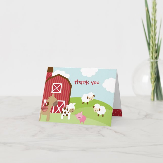 Tarjeta de agradecimiento para animales de granja (Anverso)