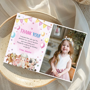 Tarjeta de agradecimiento para animales de granja