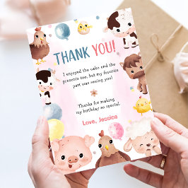 Tarjeta de agradecimiento para animales de granja 