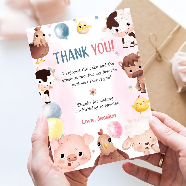 Tarjeta de agradecimiento para animales de granja  (Subido por el creador)