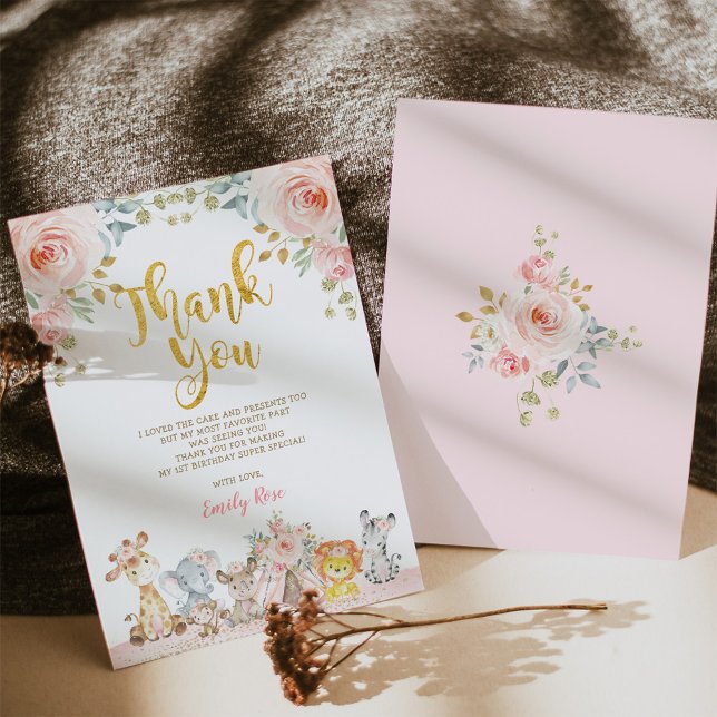 Tarjeta de agradecimiento para animales de Safari  (Subido por el creador)