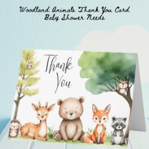 Tarjeta de agradecimiento para animales de Woodlan
