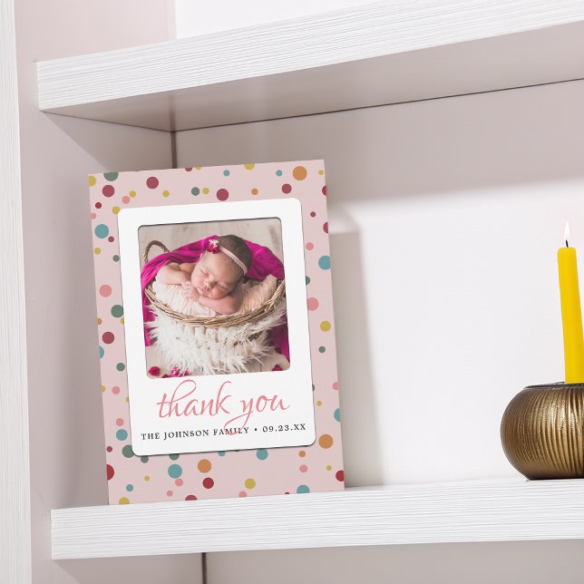 Tarjeta de agradecimiento para anuncio de nacimien (Photo Baby Shower Birth Announcement Thank You)