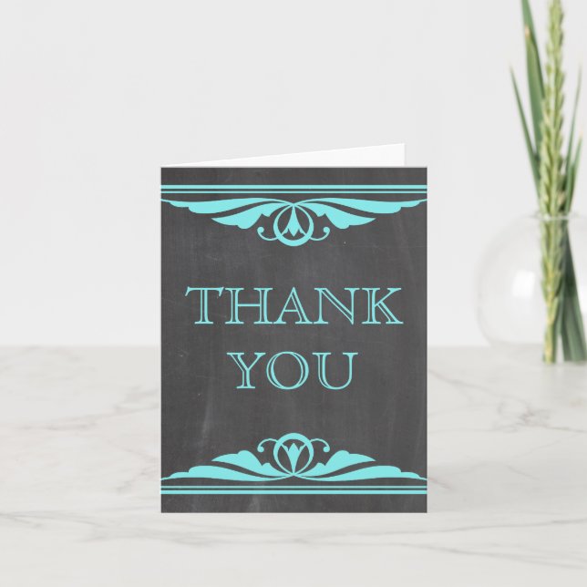 Tarjeta de agradecimiento para Aqua Deco Chalkboar (Anverso)