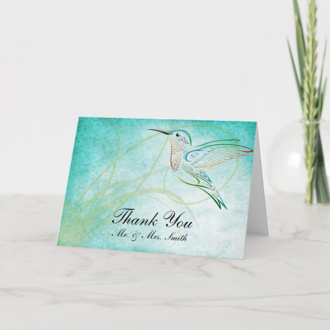 Tarjeta de agradecimiento para Aqua Hummingbird (Anverso)