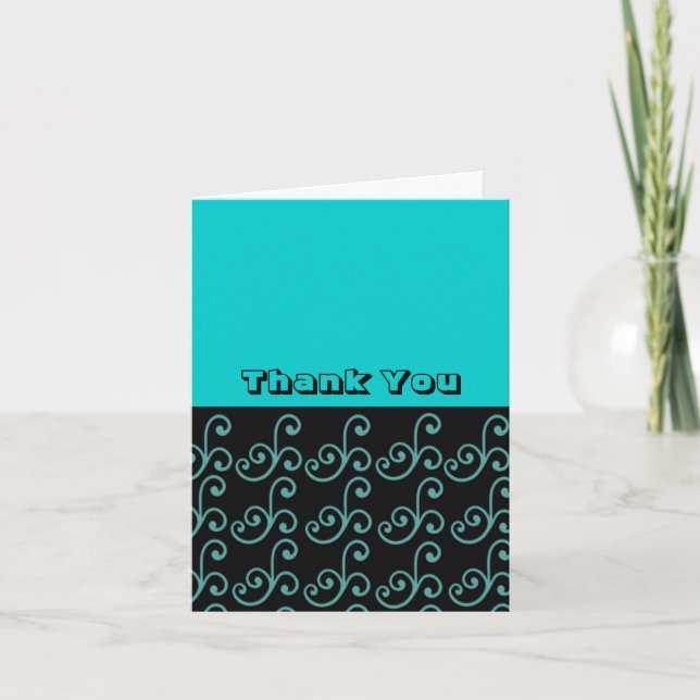Tarjeta de agradecimiento para Aqua y Black Swirl (Anverso)