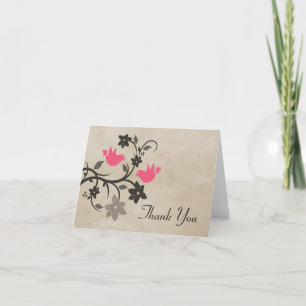 Tarjeta De Agradecimiento Para Aves Florales Rosa