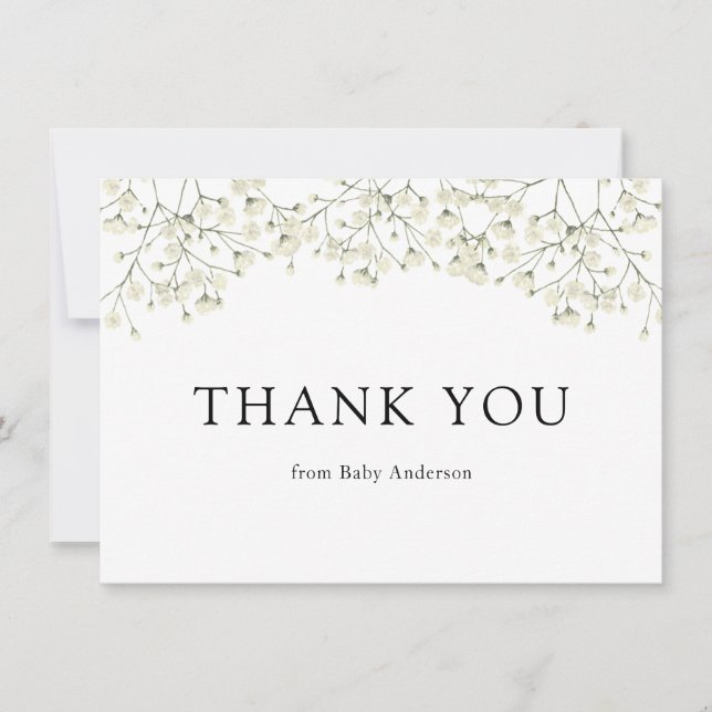 Tarjeta de agradecimiento para Baby Breath Shower (Anverso)