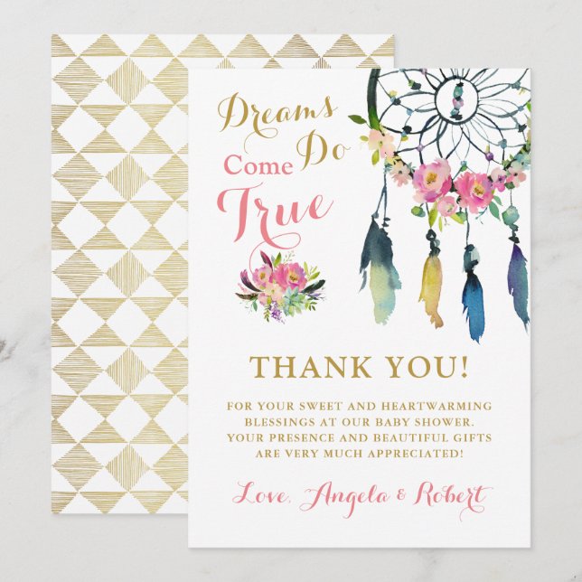 Tarjeta de agradecimiento para baby shower atrapas (Anverso / Reverso)