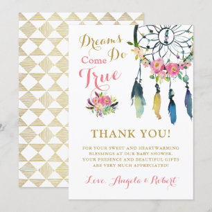 Tarjeta de agradecimiento para baby shower atrapas