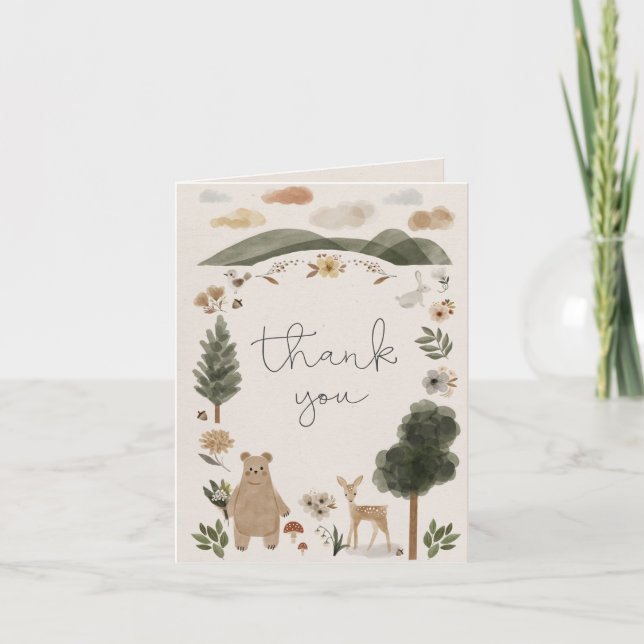 Tarjeta de agradecimiento para baby shower boho de (Anverso)