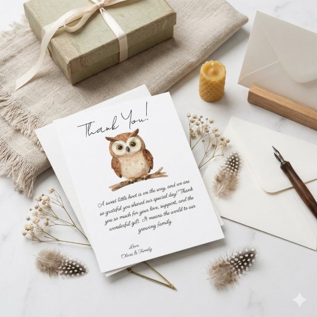 Tarjeta de agradecimiento para baby shower Boho Ow (Subido por el creador)