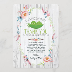 Tarjeta de agradecimiento para baby shower Boho Pe