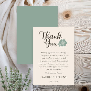 Tarjeta de agradecimiento para baby shower botánic