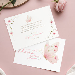 Tarjeta de agradecimiento para baby shower Butterf