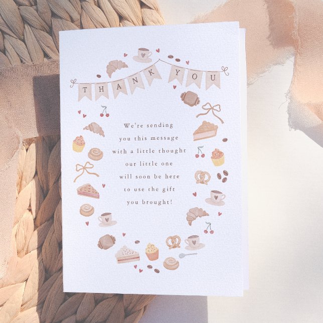 Tarjeta de agradecimiento para Baby Shower Cafe Be (Subido por el creador)