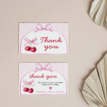 Tarjeta de agradecimiento para baby shower 'Cereza