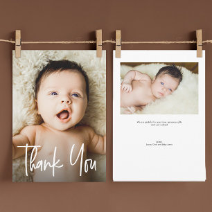 Tarjeta de agradecimiento para baby shower con 2 f