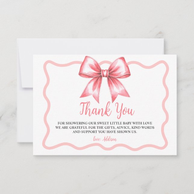 Tarjeta de agradecimiento para baby shower con cin (Anverso)