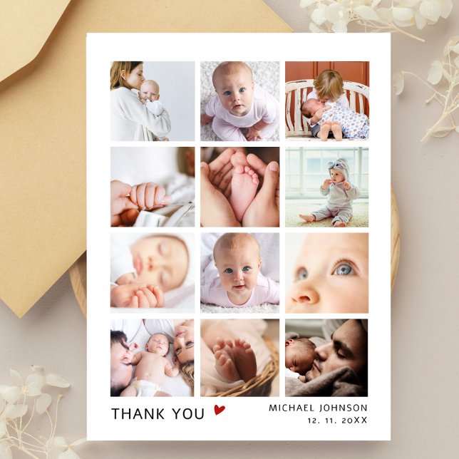 Tarjeta de agradecimiento para baby shower con col (Subido por el creador)
