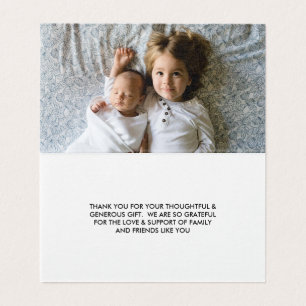 Tarjeta de agradecimiento para baby shower con fot