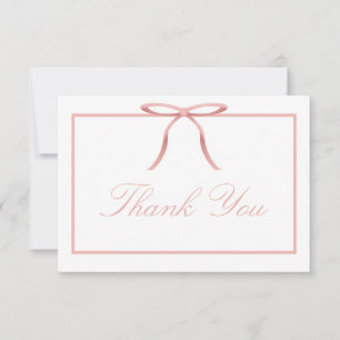 Tarjeta de agradecimiento para baby shower con laz