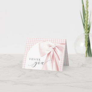 Tarjeta de agradecimiento para baby shower con laz