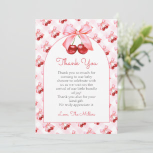 Tarjeta de agradecimiento para baby shower con laz