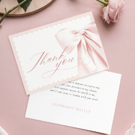 Tarjeta de agradecimiento para baby shower con laz