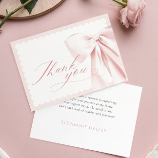 Tarjeta de agradecimiento para baby shower con laz