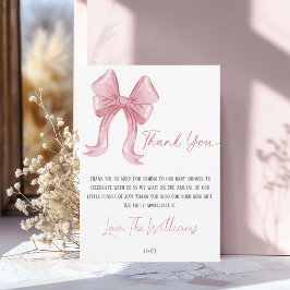 Tarjeta de agradecimiento para Baby Shower con laz