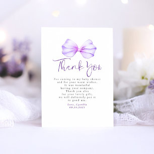 Tarjeta de agradecimiento para baby shower con laz