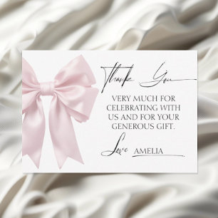 Tarjeta de agradecimiento para baby shower con laz