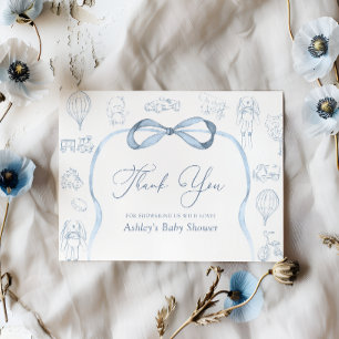 Tarjeta de agradecimiento para baby shower con Toi