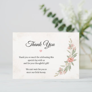 Tarjeta de agradecimiento para baby shower | Conej