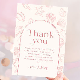 Tarjeta de agradecimiento para baby shower costero