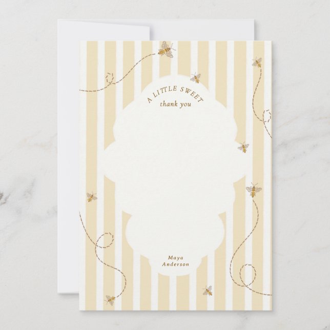 Tarjeta de agradecimiento para baby shower de Abej (Anverso)