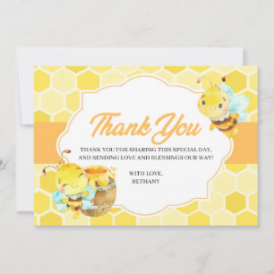 Tarjeta de agradecimiento para baby shower de abej