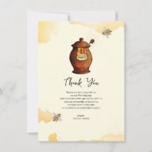 Tarjeta de agradecimiento para baby shower de abej