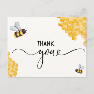 Tarjeta de agradecimiento para baby shower de abej