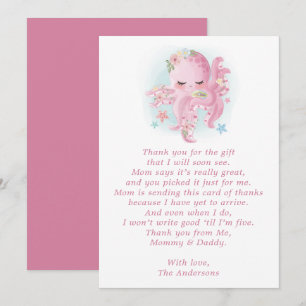 Tarjeta de agradecimiento para baby shower de acua