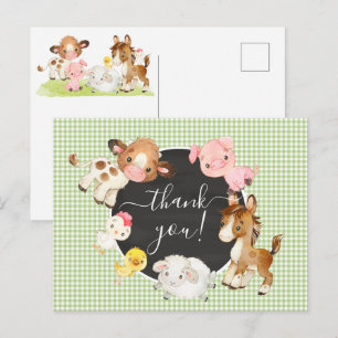 Tarjeta de agradecimiento para baby shower de anim