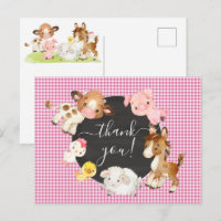 Tarjeta de agradecimiento para baby shower de anim