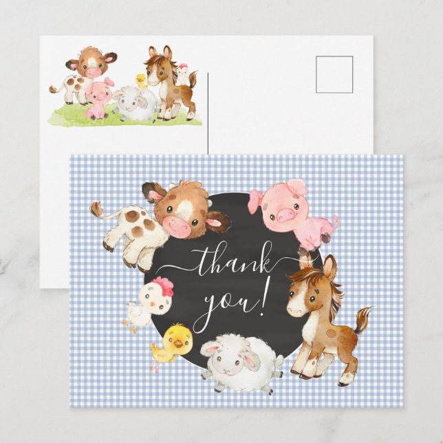 Tarjeta de agradecimiento para Baby Shower de Anim (Anverso / Reverso)