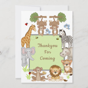 Tarjeta de agradecimiento para baby shower de anim